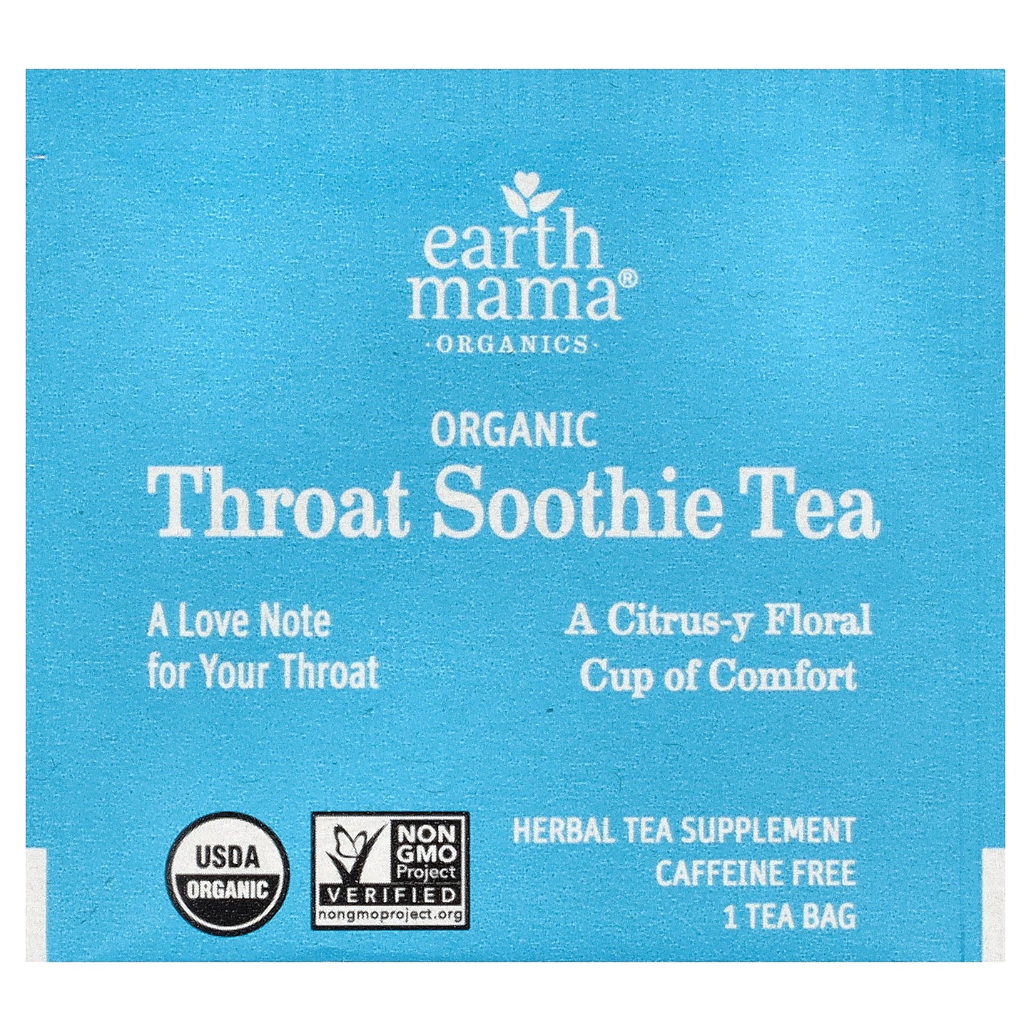 Earth Mama, Organics, 100% Organic Throat Soothie™ Tea, Caffeine Free, 16 Tea Bags, 0.98 oz (28 g)