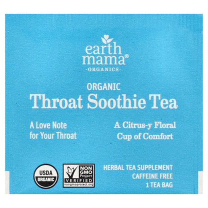 Earth Mama, Organics, 100% Organic Throat Soothie™ Tea, Caffeine Free, 16 Tea Bags, 0.98 oz (28 g)