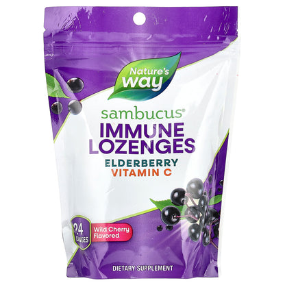 Nature's Way, Sambucus® Immune Lozenges, Elderberry, Vitamin C, Wild Cherry, 24 Lozenges