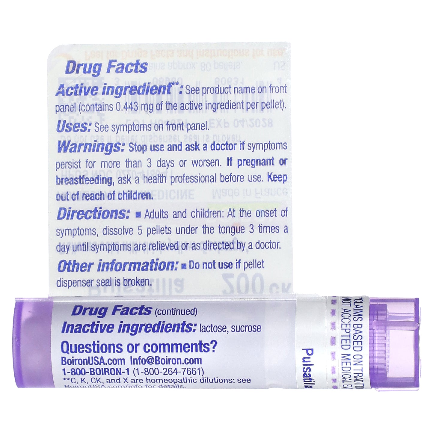 Boiron, Pulsatilla, 200CK, Cold Relief, Approx 80 Pellets