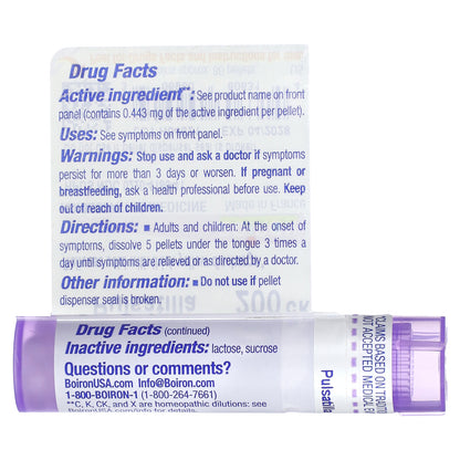 Boiron, Pulsatilla, 200CK, Cold Relief, Approx 80 Pellets