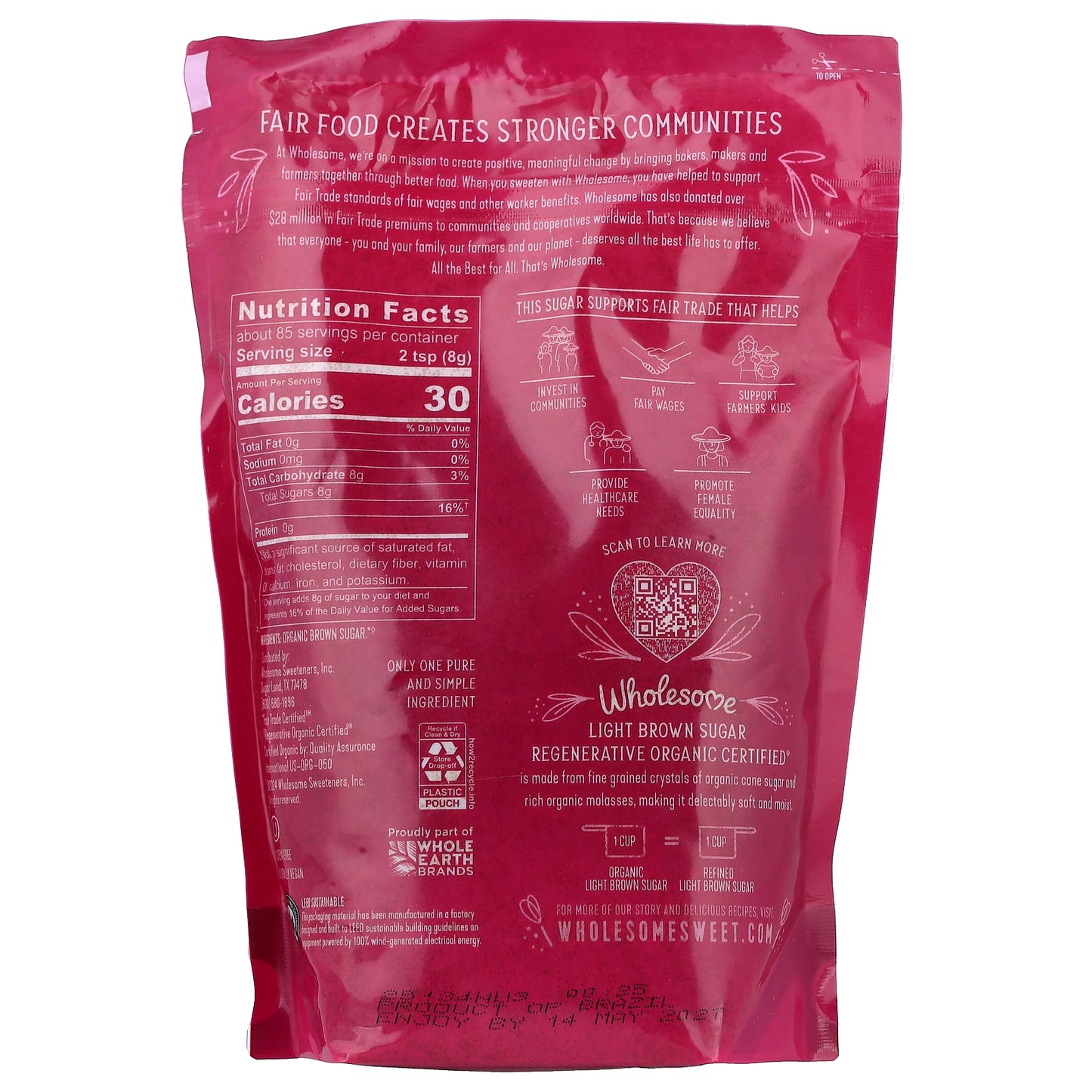 Wholesome Sweeteners, Organic Light Brown Sugar, 24 oz (680 g)