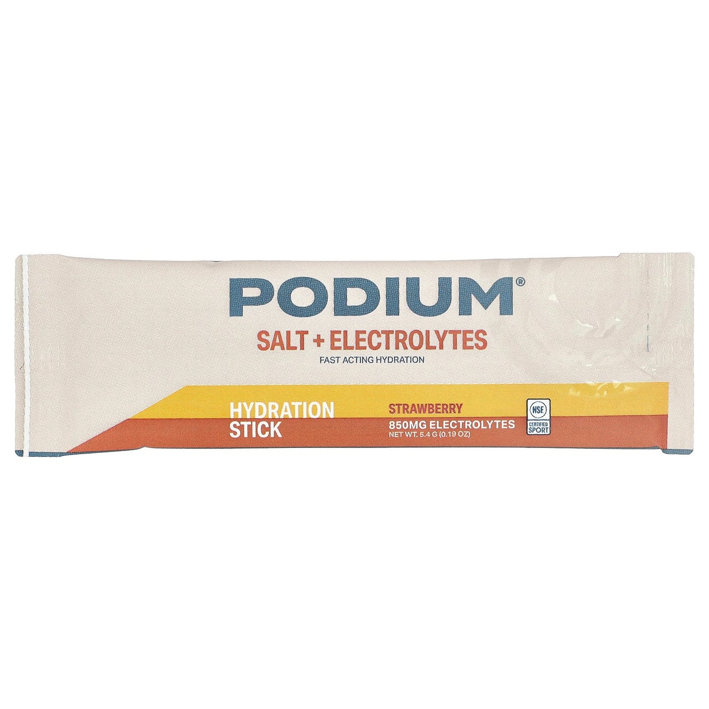Podium Nutrition, Salt + Electrolytes, Hydration Sticks, Strawberry, 6 Sticks, 0.19 oz (5.4 g) Each