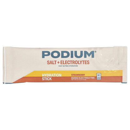 Podium Nutrition, Salt + Electrolytes, Hydration Sticks, Strawberry, 6 Sticks, 0.19 oz (5.4 g) Each