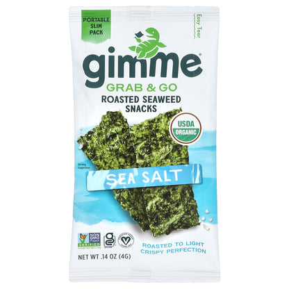 gimMe, Grab & Go Roasted Seaweed Snacks, Sea Salt, 5 Pack, 0.14 oz (4 g) Each