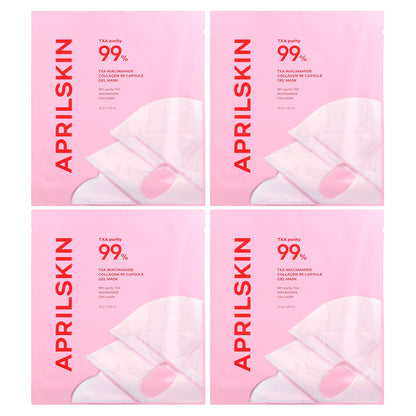 April Skin, TXA Niacinamide Collagen 99 Capsule Gel Beauty Mask, 4 Sheets, 1.05 oz (30 g) Each