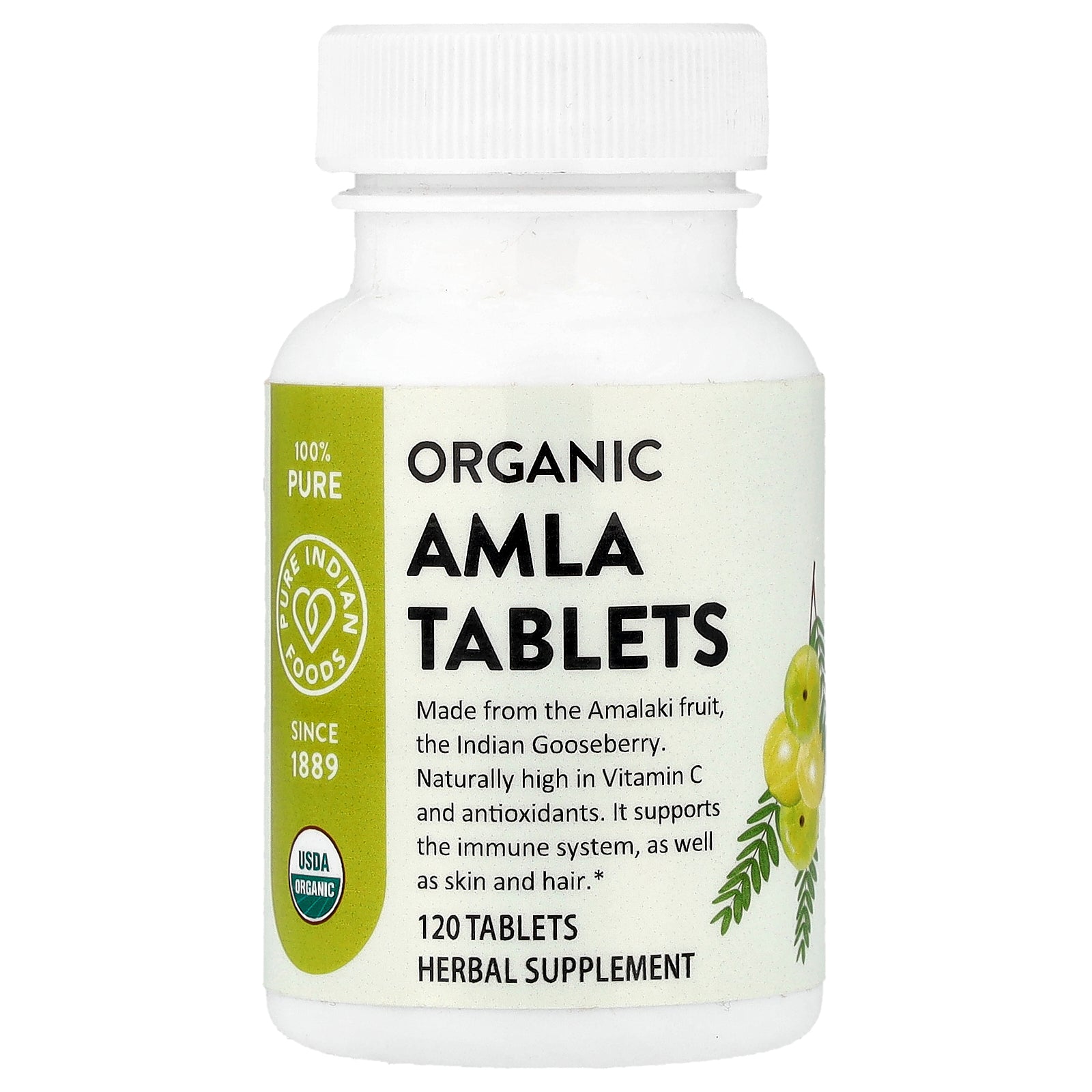 Pure Indian Foods, Organic Amla Tablets, 120 Tablets (400 mg per Tablet)