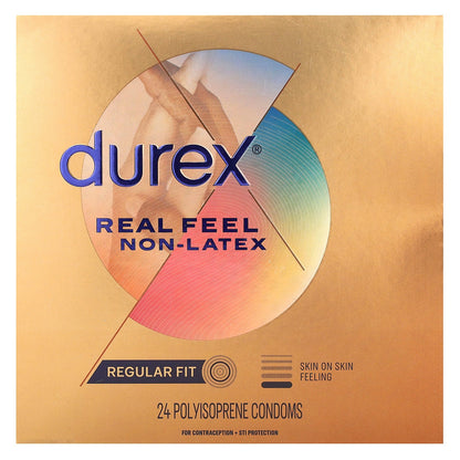 Durex, Real Feel Non-Latex, Regular Fit , 24 Polyisoprene Condoms