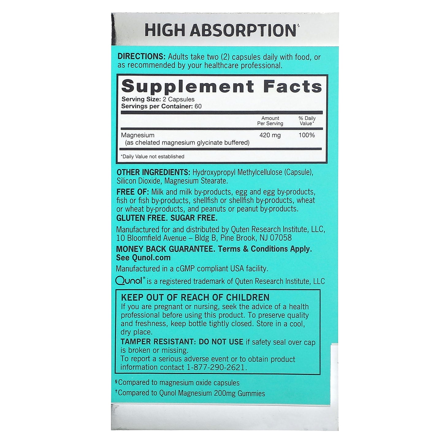 Qunol, Magnesium, 120 Capsules (210 mg per Capsule)
