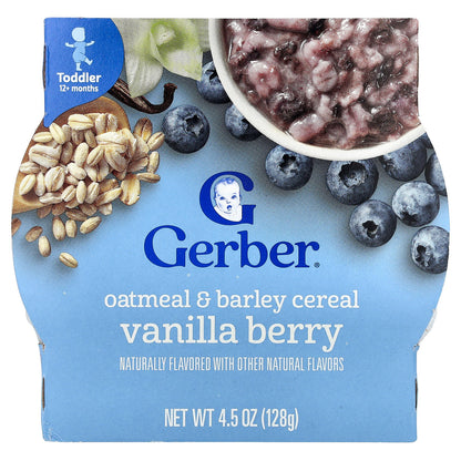 Gerber, Oatmeal & Barley Cereal, 12+ Months, Vanilla Berry, 4.5 oz (128 g)