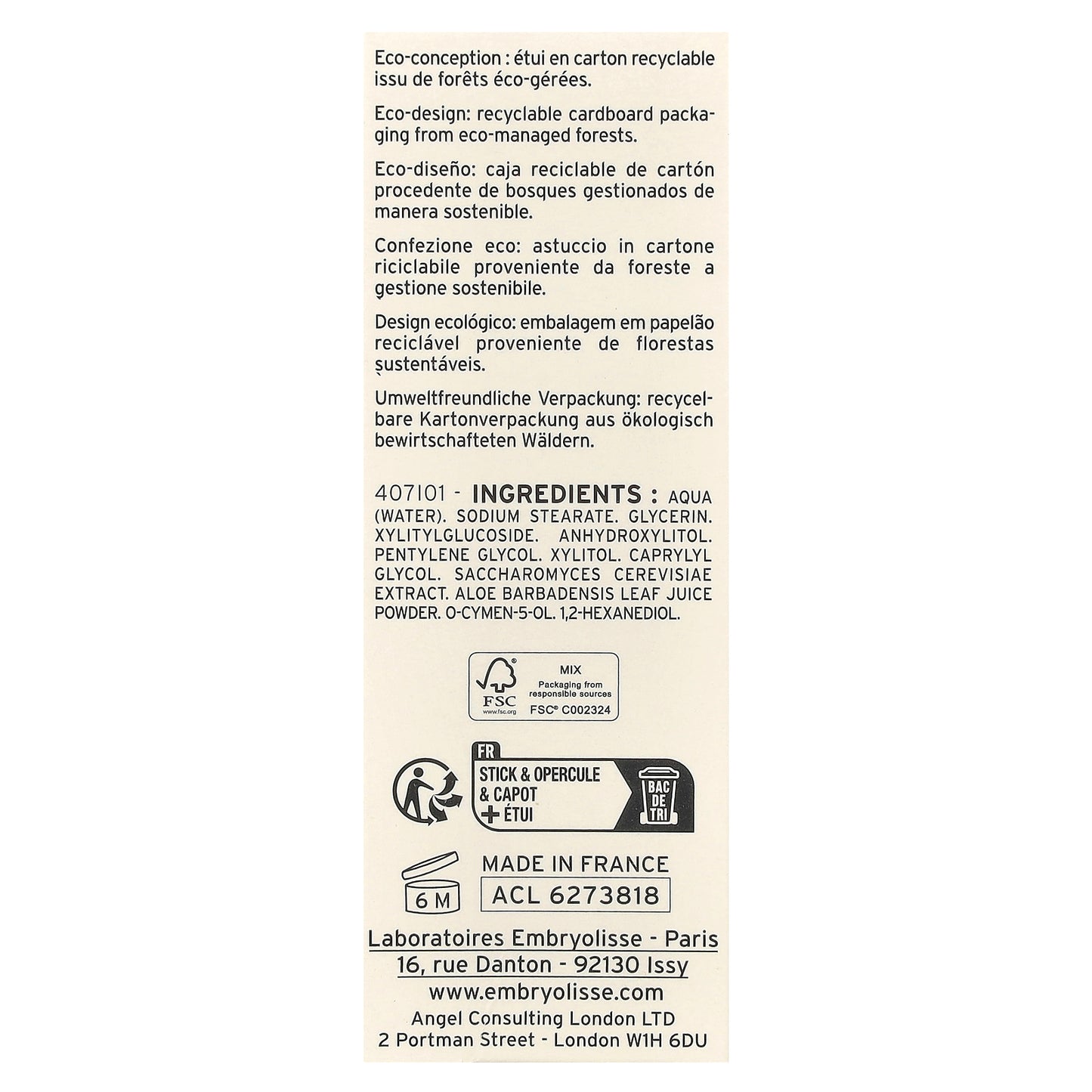 Embryolisse, Radiant Eye, Express Cooling and Refreshing Eye Care Stick, 0.15 oz (4.5 g)