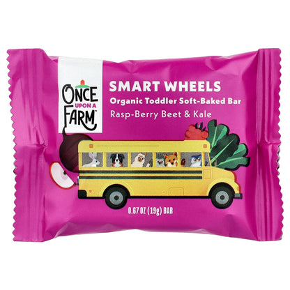 Once Upon A Farm, Smart Wheels, Organic Toddler Soft-Baked Bar, Rasp-Berry Beet & Kale, 5 Bars, 0.67 oz (19 g) Each