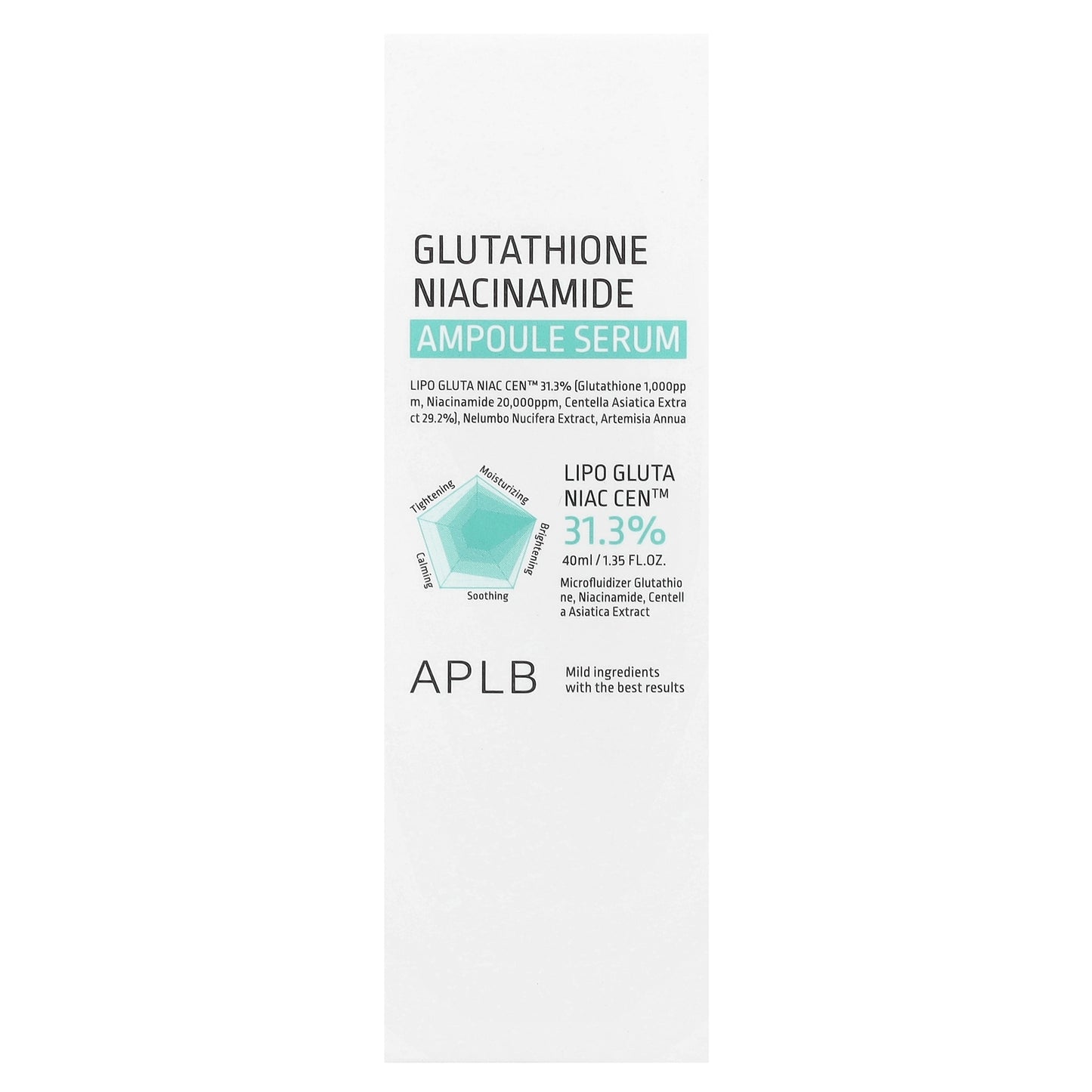 APLB, Glutathione Niacinamide, Ampoule Serum, 1.35 fl oz (40 ml)