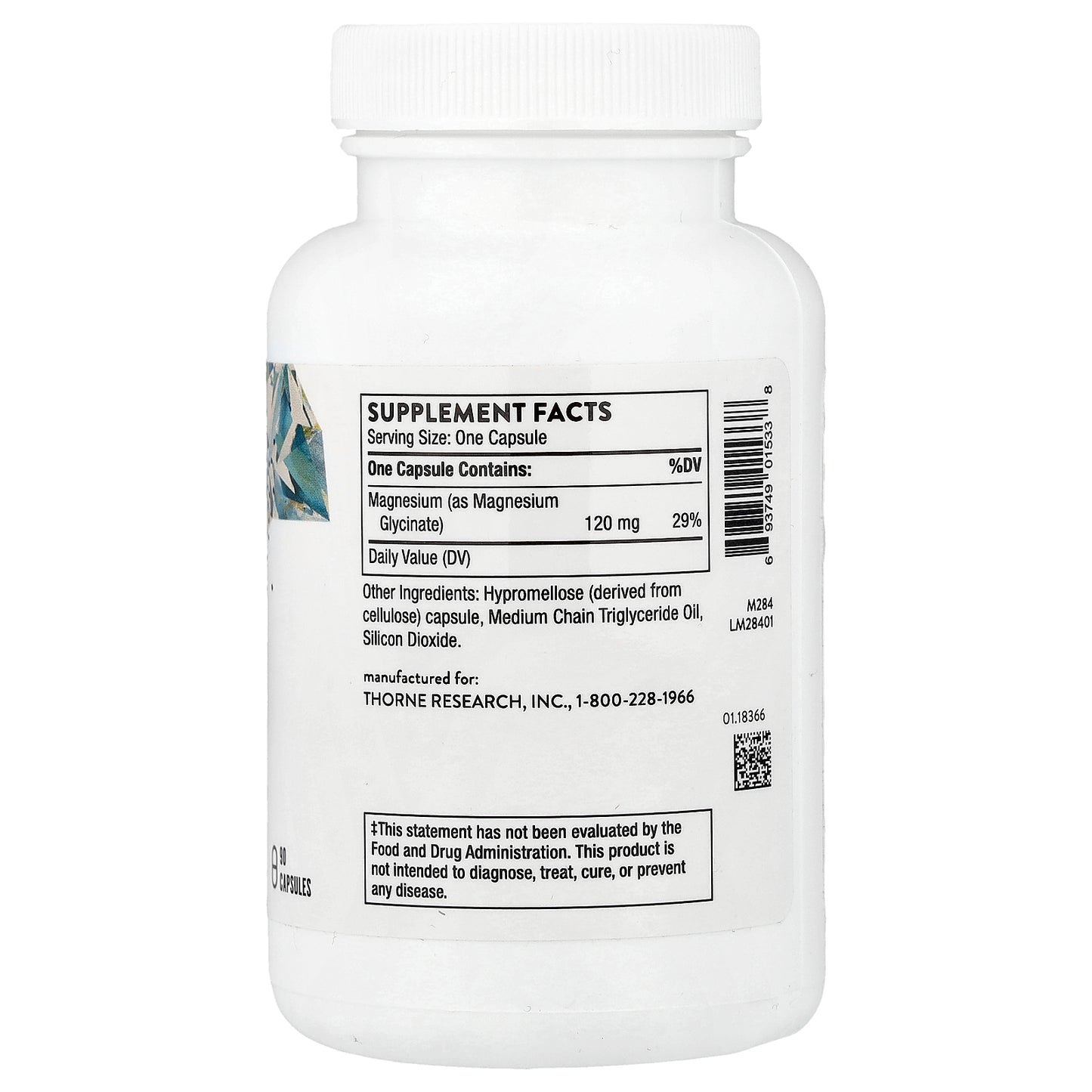 Thorne, Magnesium Glycinate, 90 Capsules (120 mg per Capsule)