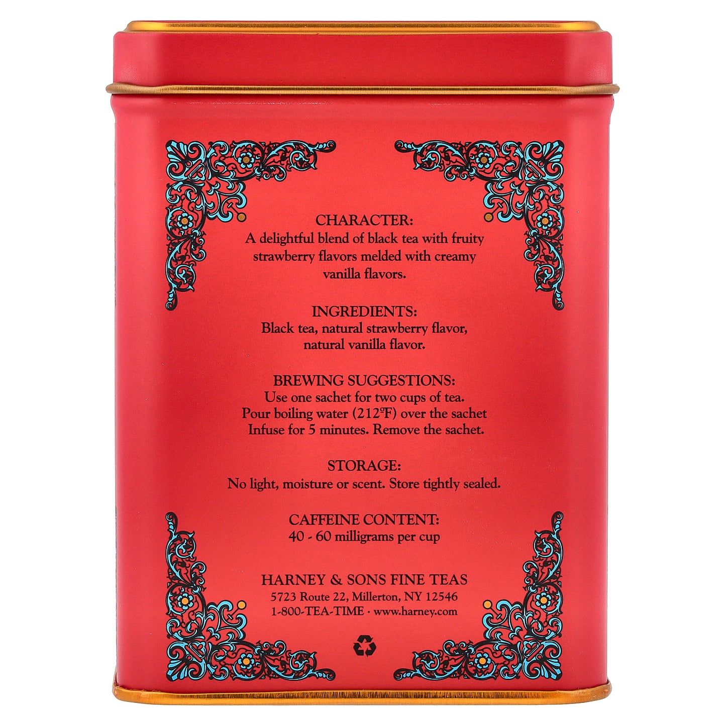 Harney & Sons, Black Tea, Strawberry Vanilla, 20 Sachets, 1.4 oz (40 g)