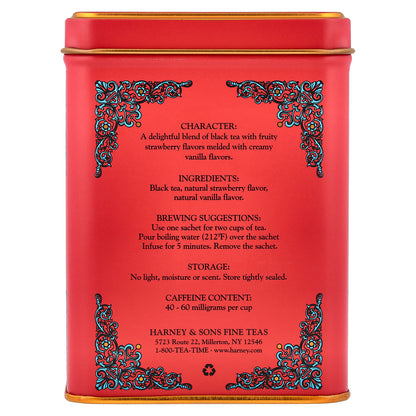 Harney & Sons, Black Tea, Strawberry Vanilla, 20 Sachets, 1.4 oz (40 g)