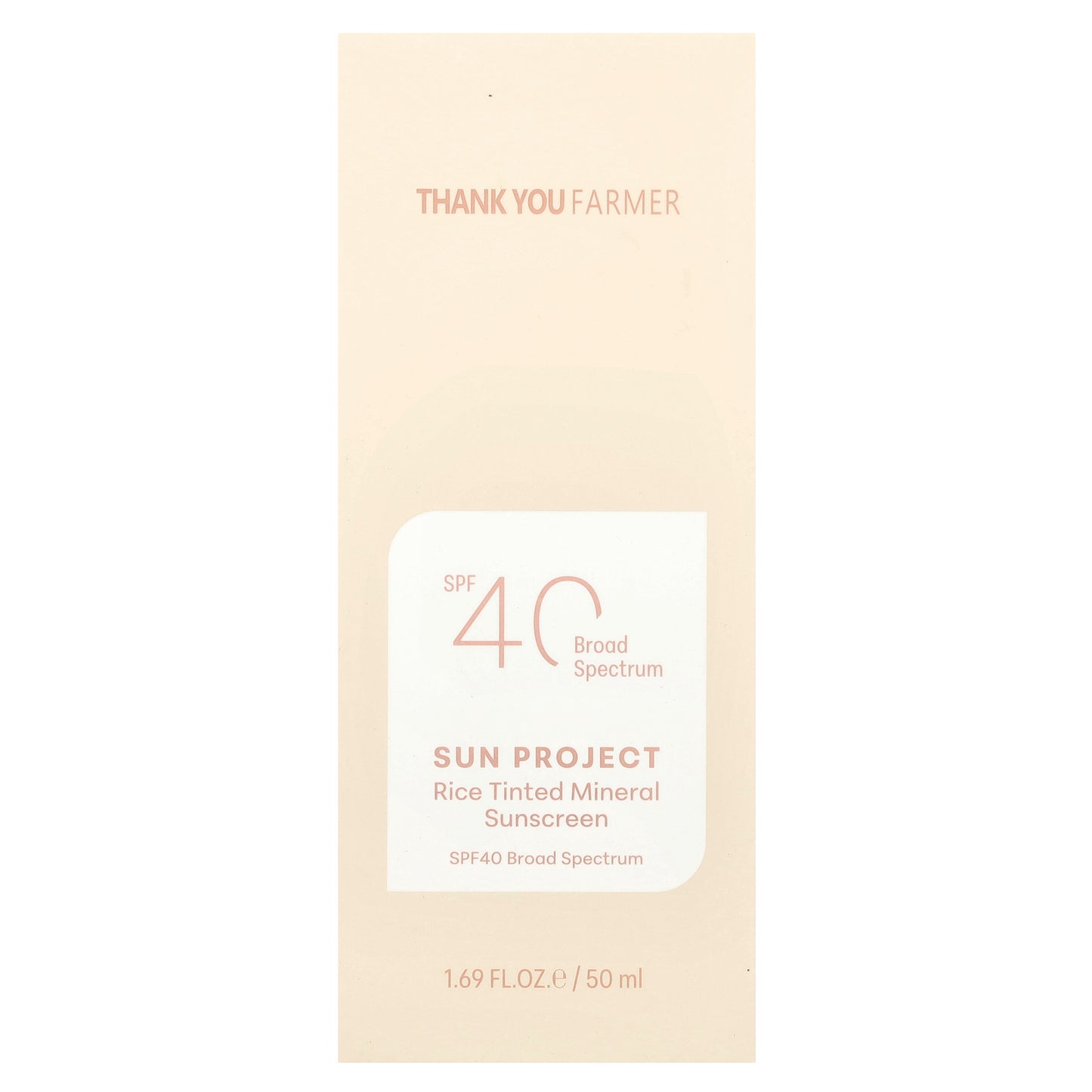 Thank You Farmer, Sun Project, Rice Tinted Mineral Sunscreen, SPF40, 1.69 fl oz (50 ml)