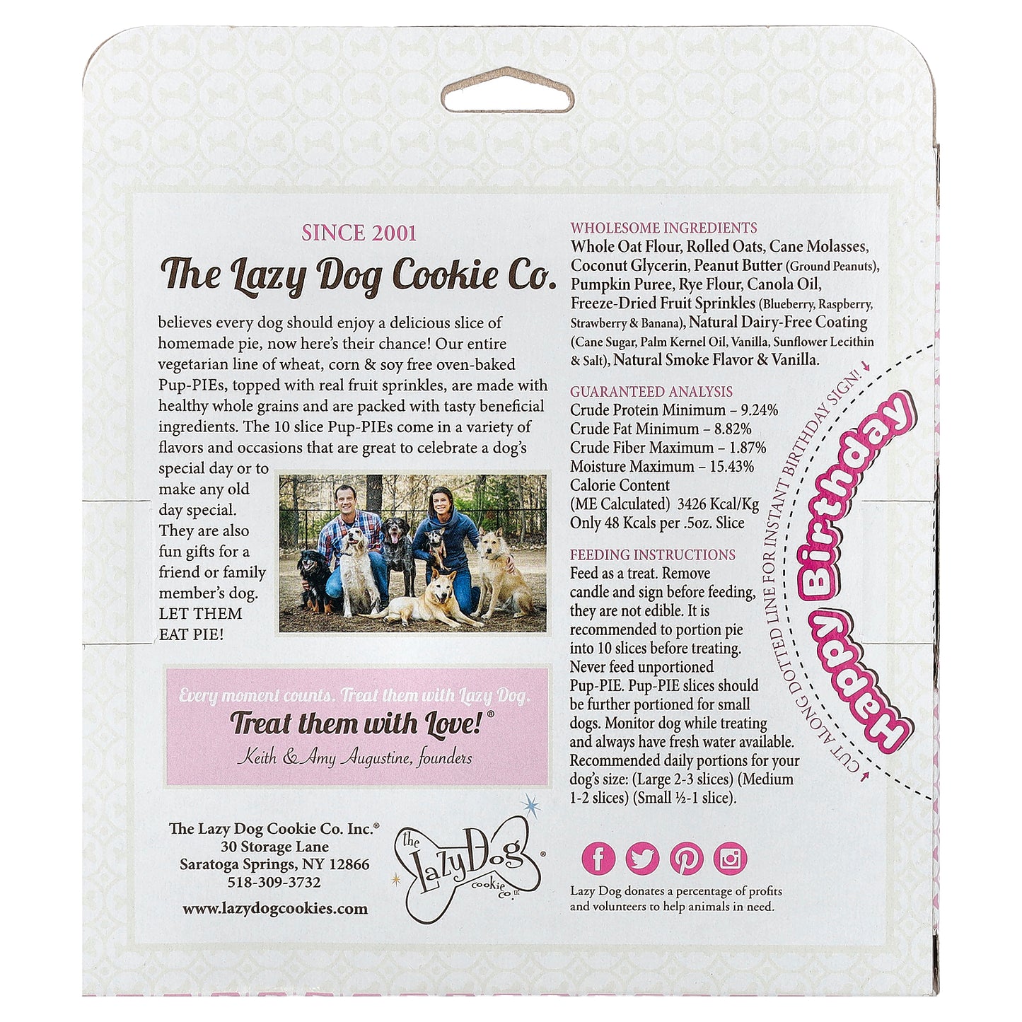 Lazy Dog Cookie, Pup-Pie®, Treat For Dogs, Happy Birthday For A Darling Girl, 5 oz (142 g)