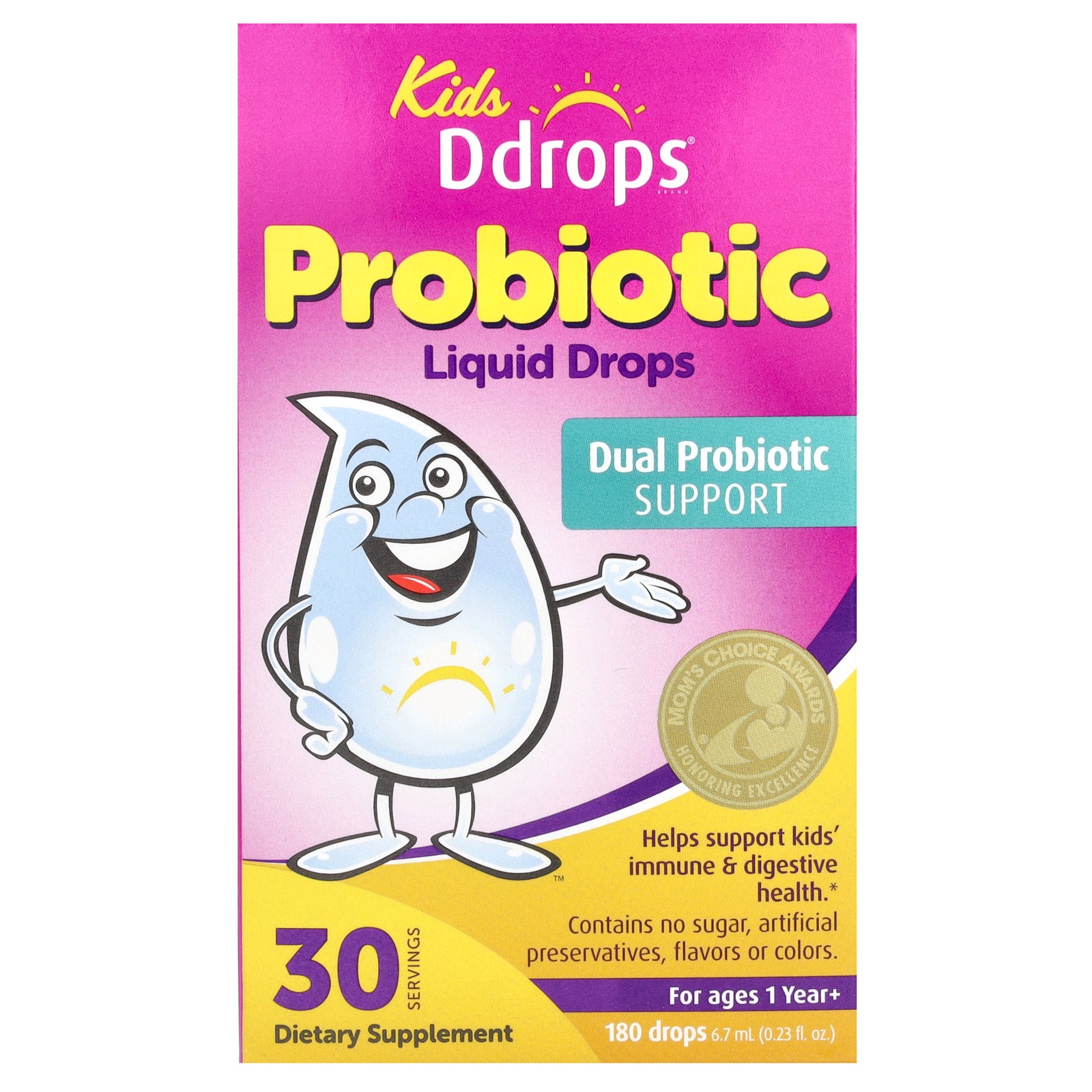 Ddrops, Kids, Probiotic Liquid Drops, For Ages 1 Year+, 180 Drops, 0.23 fl oz (6.7 ml)