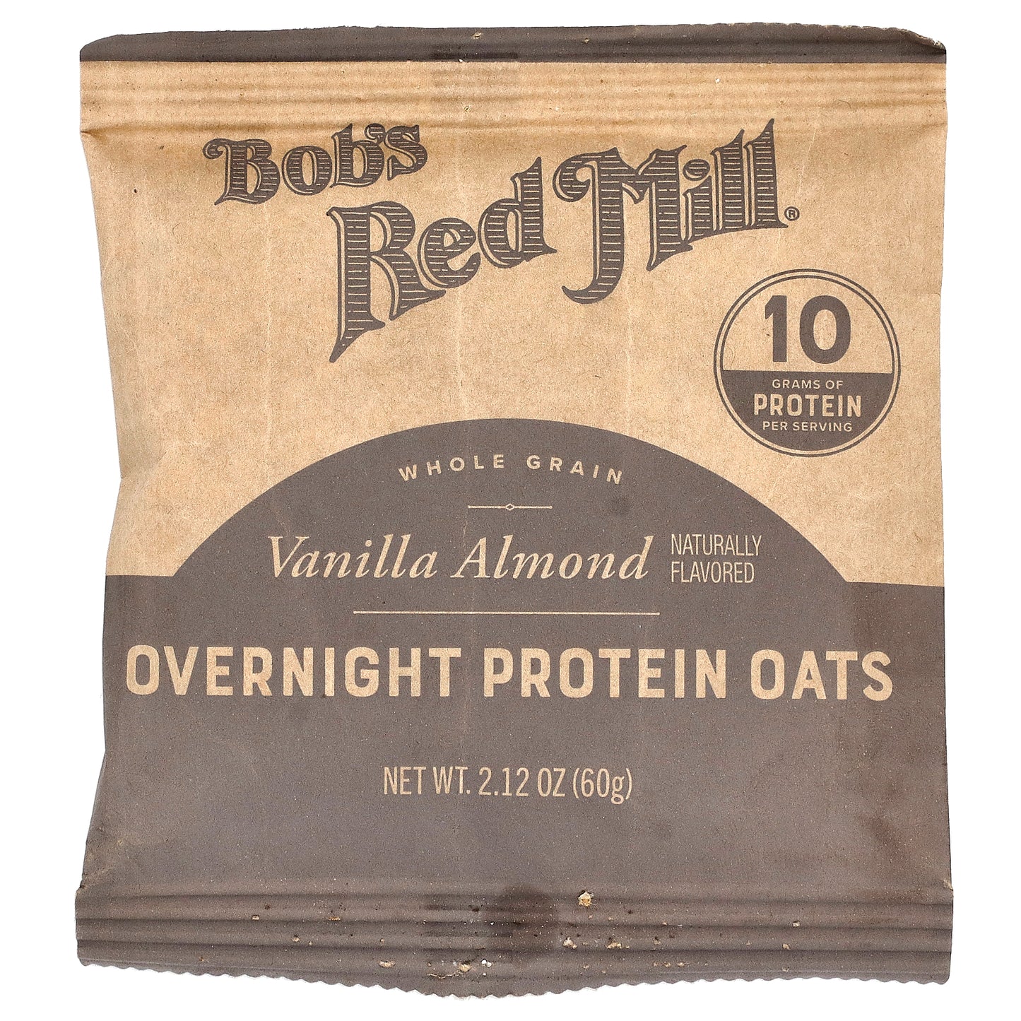Bob's Red Mill, Overnight Protein Oats, Whole Grain, Vanilla Almond, 4 Packets, 2.12 oz (60 g) Each