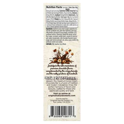 Original Natural Sweets, Dubai Hazelnut Cocoa Cream Bar, 3.2 oz (91 g)