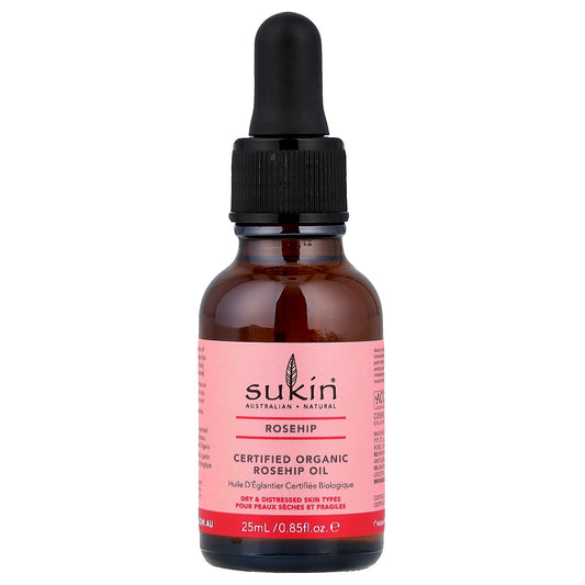 Sukin, Certified Organic Rosehip Oil, Dry & Distressed Skin Types, 0.85 fl oz (25 ml)