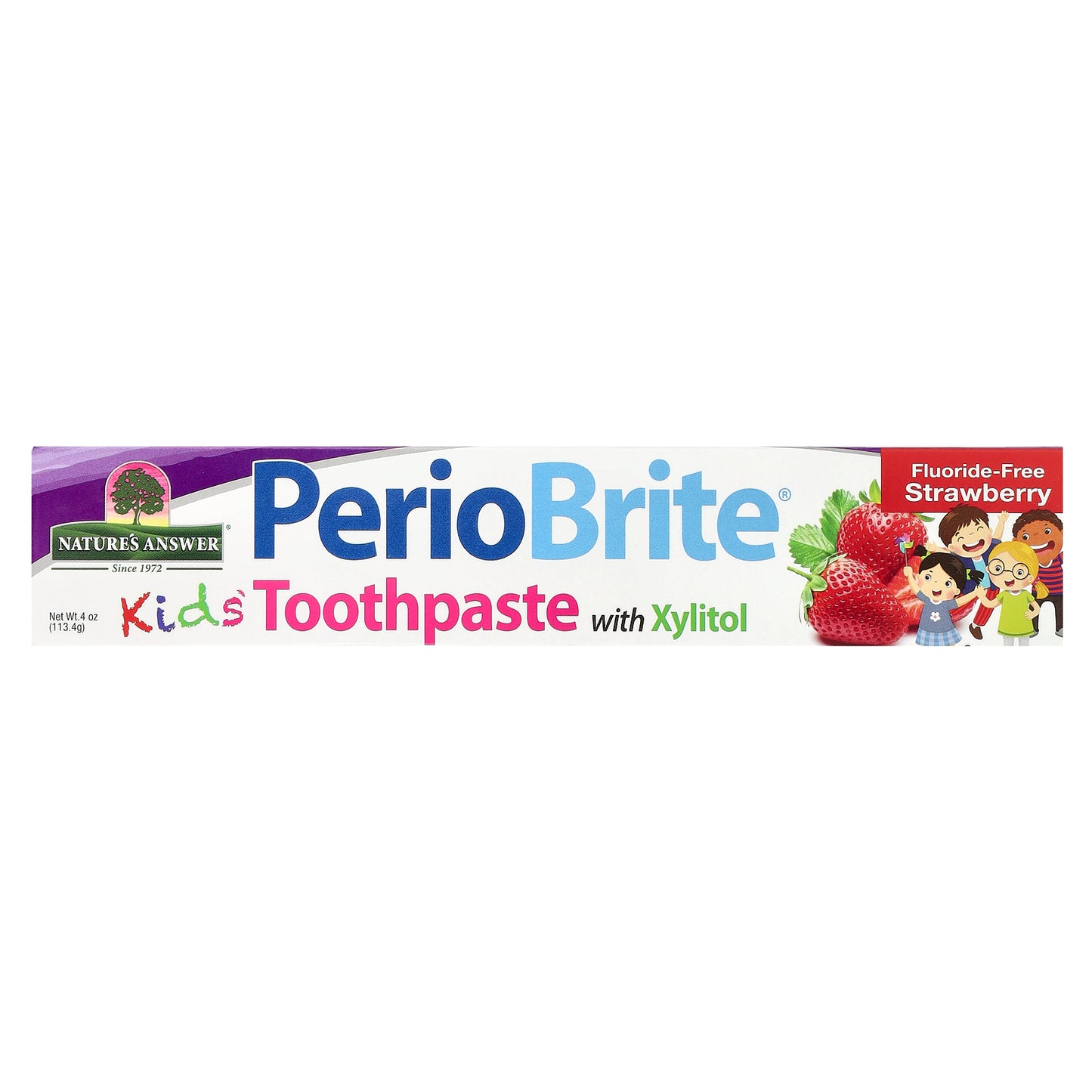 Nature's Answer, PerioBright®, Kids' Fluoride-Free Toothpaste with Xylitol, Strawberry, 4 oz (113.4 g)