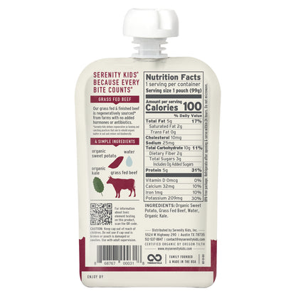 Serenity Kids, Grass Fed Beef with Organic Kale & Sweet Potato, 6+ Months, 3.5 oz (99 g)