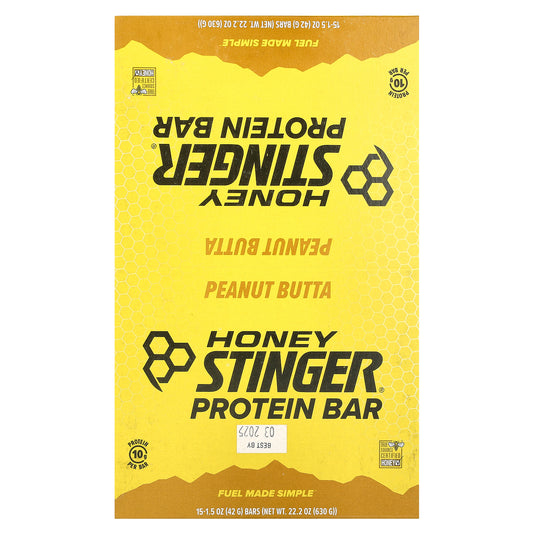 Honey Stinger, Protein Bar, Peanut Butta, 15 Bars, 1.5 oz (42 g) Each