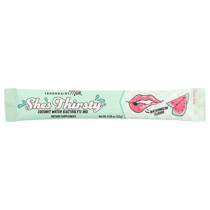 Legendairy Milk, She's Thirsty®, Coconut Water Electrolyte Mix, Watermelon (Box), 18 Stick Packs, 0.28 oz (7.8 g) Each