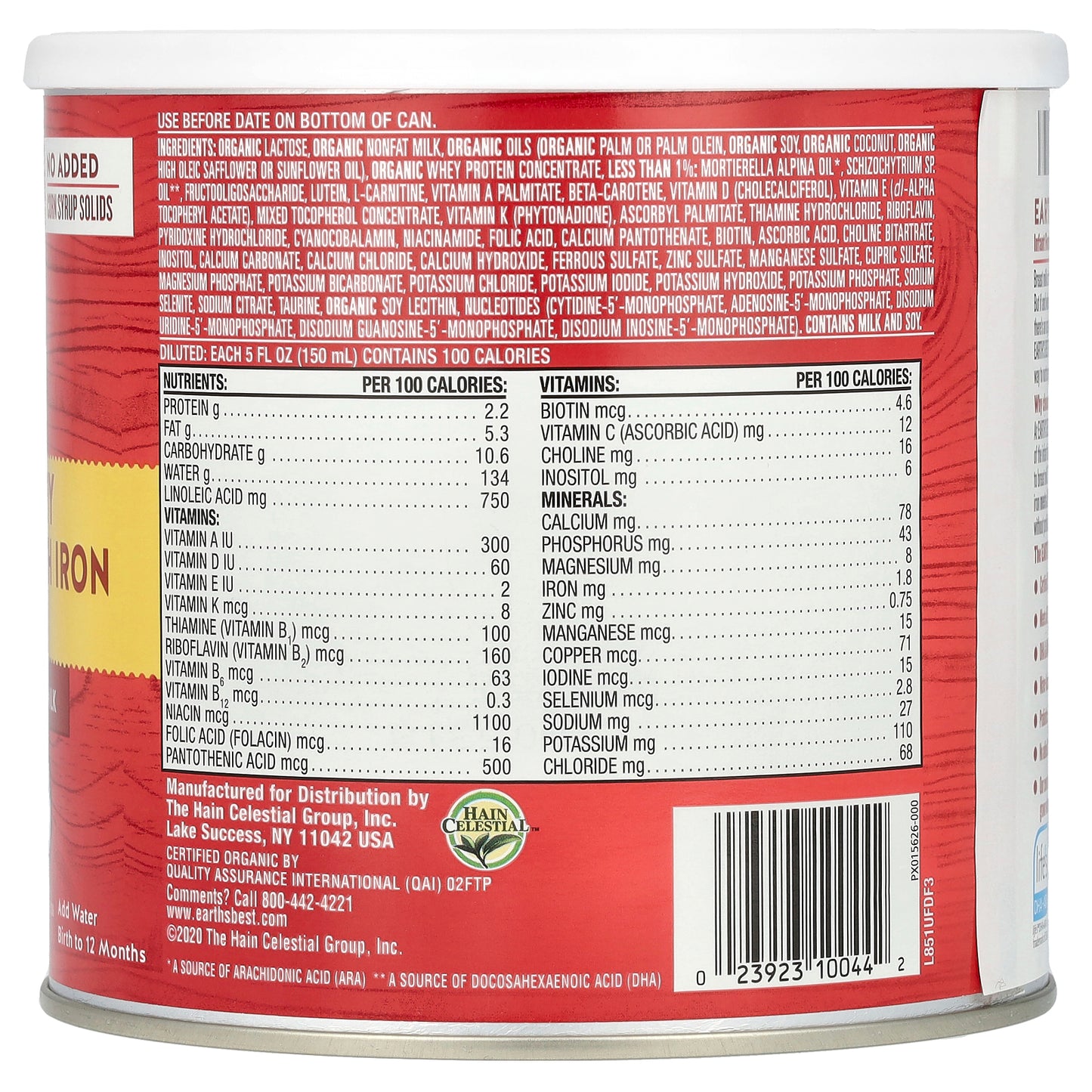 Earth's Best, Organic Dairy Infant Formula with Iron, Birth to 12 Months, 21 oz (595 g)