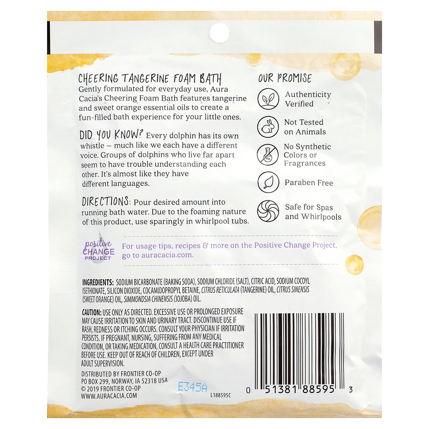 Aura Cacia, Foam Bath, Cheering Tangerine, 2.5 oz (70.9 g)
