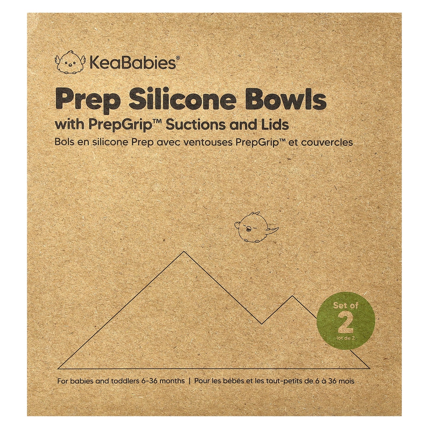 KeaBabies, Prep Silicone Bowls with PrepGrip™ Suctions and Lids, 6-36 Months, Desert, 2 Pack