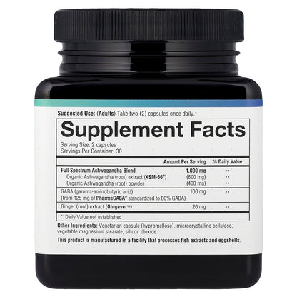 Youtheory, Ashwagandha + GABA,  60 Vegetarian Capsules