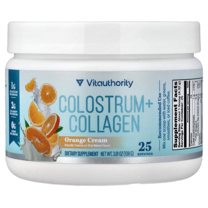 Vitauthority, Colostrum + Collagen, Orange Cream, 3.81 oz (108 g)