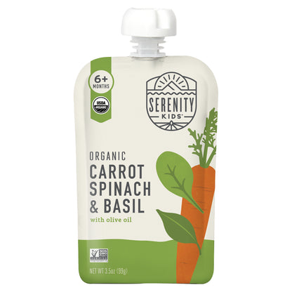 Serenity Kids, Organic Carrot, Spinach & Basil with Olive Oil, 6+ Months, 3.5 oz (99 g)