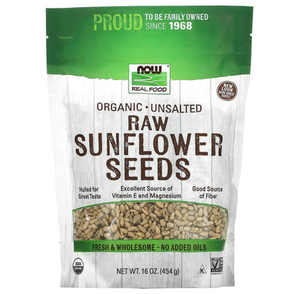 NOW Foods, Real Food, Organic Raw Sunflower Seeds, Unsalted, 16 oz (454 g)