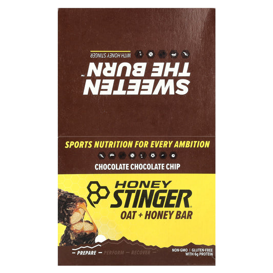 Honey Stinger, Oat + Honey Bar, Chocolate Chocolate Chip, 12 Bars, 1.48 oz (42 g) Each