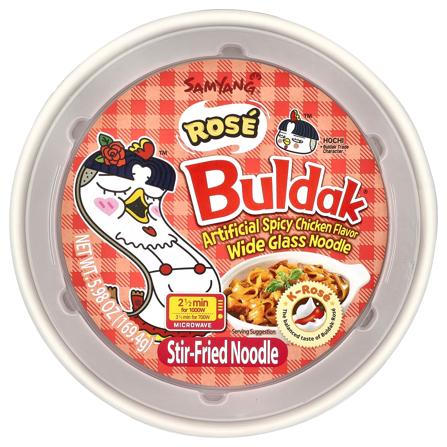 Buldak®, Stir-Fried Noodle, Spicy Chicken, Rose, 5.98 oz (169.4 g)