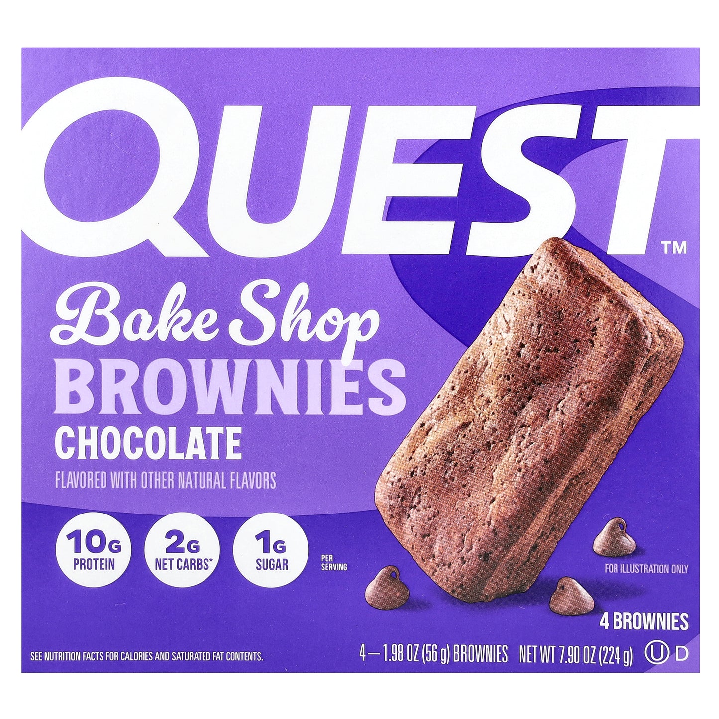 Quest Nutrition, Bake Shop Brownies, Chocolate, 4 Brownies, 1.98 oz (56 g) Each