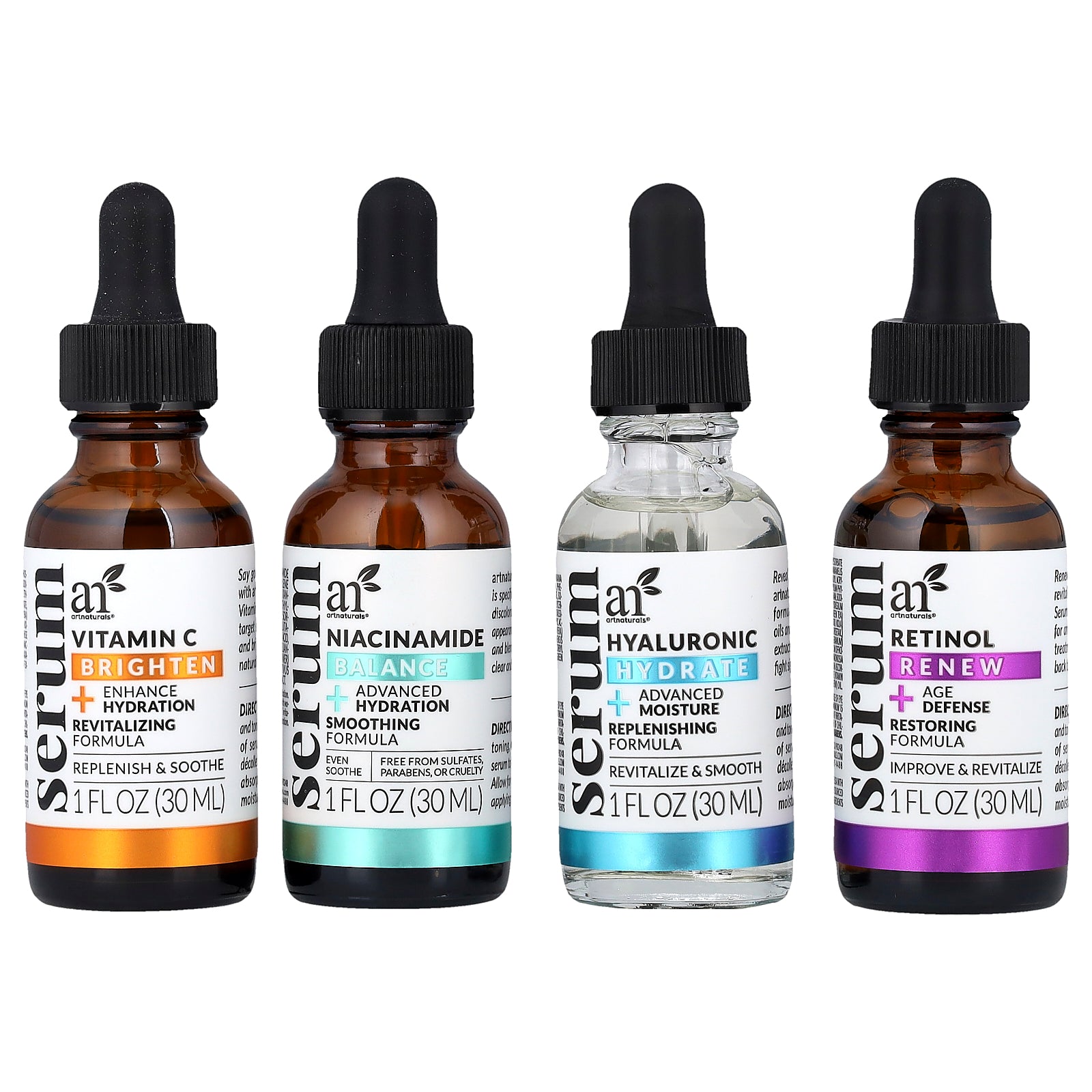 artnaturals, Serum Top 4 Set, 4 Count, 1 fl oz (29.5 ml) Each
