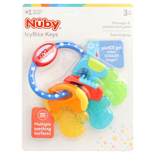 Nuby, IcyBite Keys, 3+ Months, Blue, Green, Yellow , 1 Count