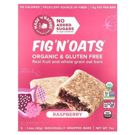Made in Nature, Fig 'N' Oats®, Raspberry, 5 Individually Wrapped Bars, 1.4 oz (40 g) Each