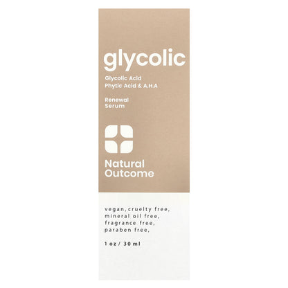 Natural Outcome, Glycolic, Renewal Serum, Fragrance Free, 1 oz (30 ml)
