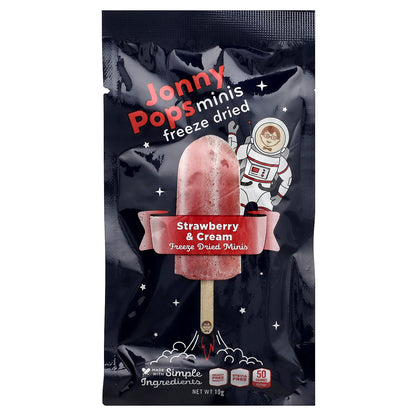 JonnyPops, Freeze Dried Minis, Strawberry & Cream, 5 Pops, 10 g Each