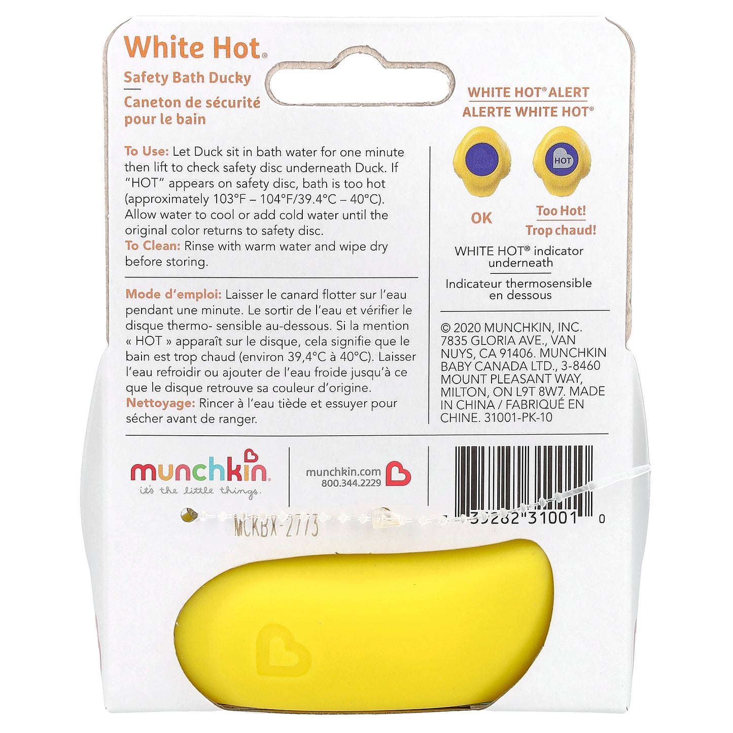 Munchkin, White Hot®, Safety Bath Ducky, 0 Months+, 1 Count