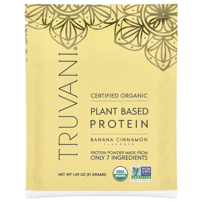 Truvani, Plant Based Protein Powder, Banana Cinnamon , 10 Packs, 1.09 oz (31 g) Each