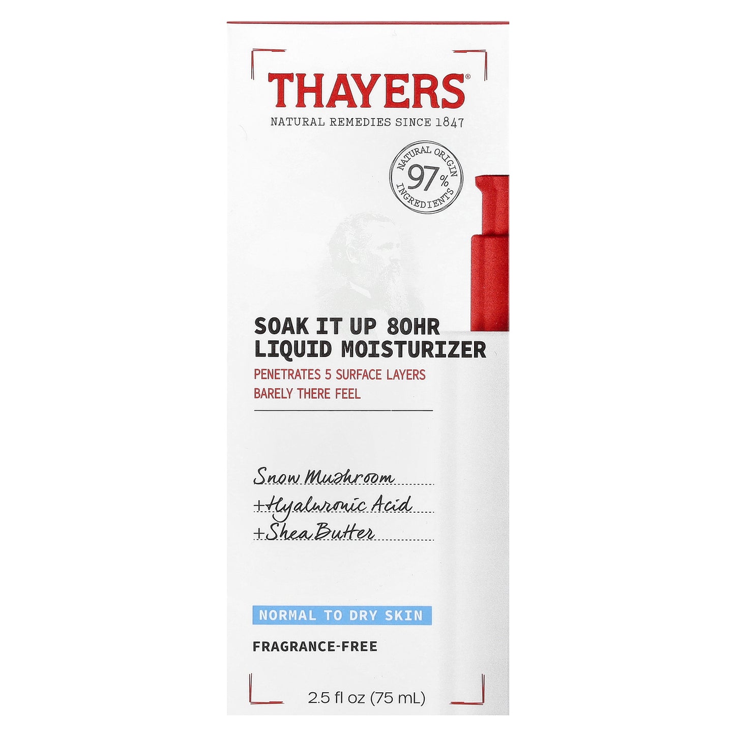 Thayers, Soak It Up 80HR Liquid Moisturizer, Fragrance-Free, 2.5 fl oz (75 ml)