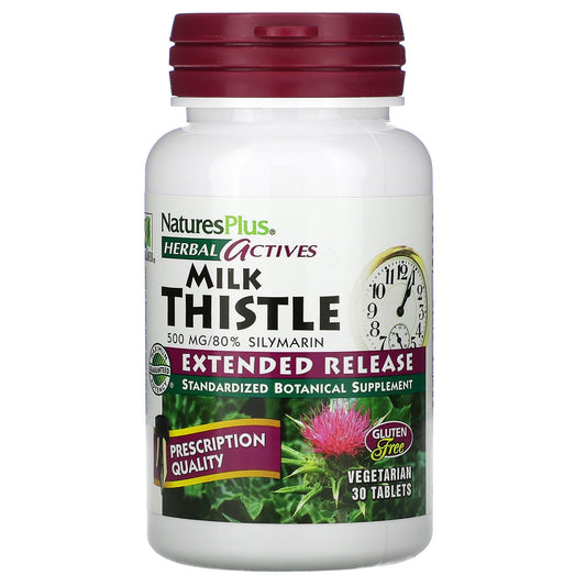 NaturesPlus, Herbal Actives, Milk Thistle, Extended Release, 500 mg, 30 Tablets