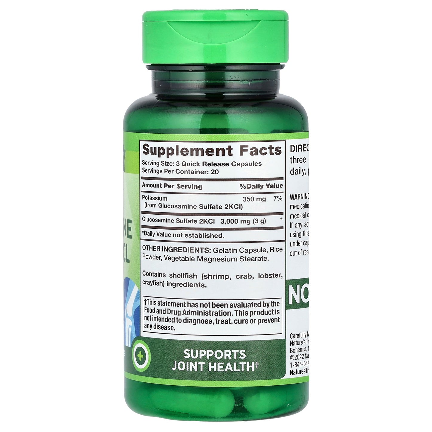 Nature's Truth, Triple Strength Glucosamine Sulfate 2KCL, 60 Quick Release Capsules (1,000 mg per Capsule)